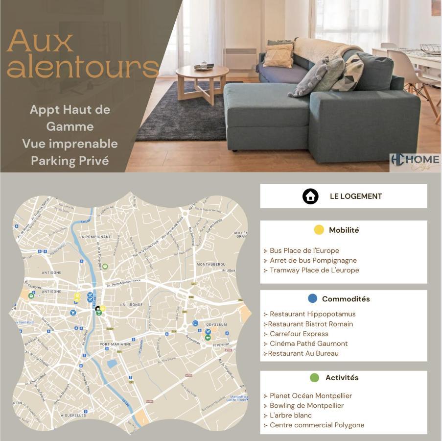 Appartement Cosy , Vue Imprenable, Parking Prive Montpellier Exterior photo